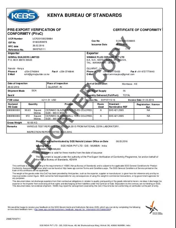 最新肯尼亞CCIC和SGS情況_非洲認證_旭洲物流